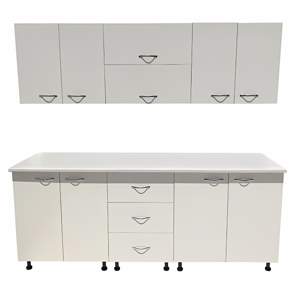 Mobila bucatarie mdf lucios crem Iulia 200 cm