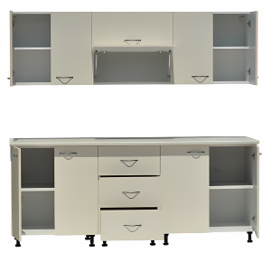 Mobila bucatarie mdf lucios crem Iulia 200 cm