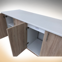 Mobila Bucatarie LANA 2m Carcasa PAL alb / Front PAL Sonoma/ Blat termorezistent