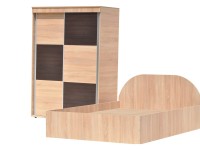 Dormitor cu dulap cu usi glisante si pat 140 cm