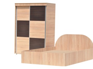 Dormitor cu dulap cu usi glisante si pat 140 cm