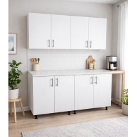 Set bucatarie 160 cm din PAL alb cu blat