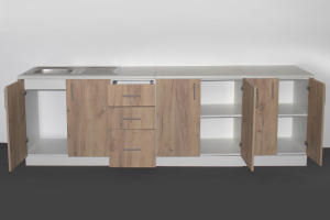 Corp Inferior Stejar Auriu si Blat Bucatarie 260 cm