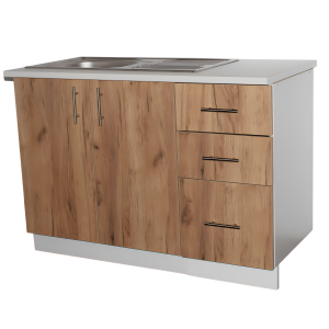 Corp inferior stejar auriu 120 cm cu blat bucatarie