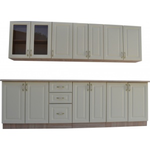 Mobila bucatarie Mdf Roma Beige cu blat 260 cm