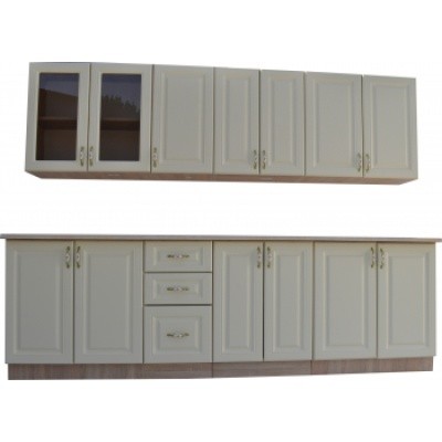 Mobila bucatarie Mdf Roma Beige cu blat 260 cm