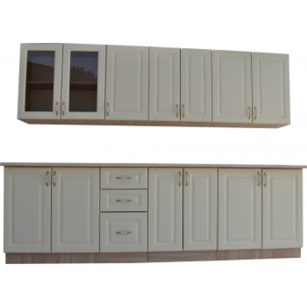 Mobila bucatarie Mdf Roma Beige cu blat 260 cm