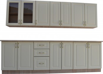 Mobila bucatarie Mdf Roma Beige cu blat 260 cm