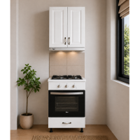 Set corpuri plita cuptor si hota MDF infoliat Alb cu blat