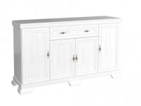 Comoda KK4 Kora, 4 Usi si 1 Sertar, Alb Antichizat