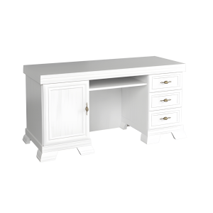 Birou Kora cu 3 Sertare si Usa Alb Antichizat
