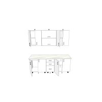 Mobilă bucătărie completă 200 cm MDF Alb Lucios – vedere frontală