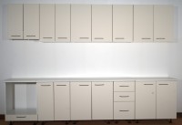 Mobilă bucătărie 320 cm MDF Bianco Lucios EVO P101 cu blat termorezistent și feronerie inclusă