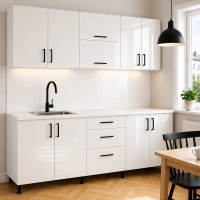 Bucatarie Iulia 220 MDF lucios alb cu blat