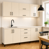 Bucatarie Iulia 220 MDF lucios bianco cu blat