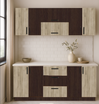 Bucatarie stejar gri k002 cu wenge 200 cm
