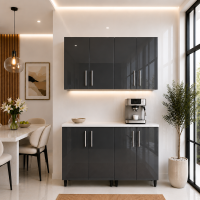 Bucatarie Lana 140 cm MDF lucios antracit cu blat