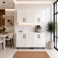 Bucatarie Lana 140 cm MDF lucios bianco cu blat