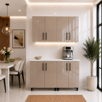 Bucatarie Lana 140 cm MDF lucios cappuccino cu blat