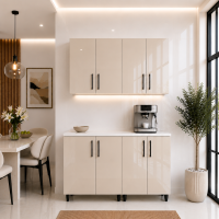 Bucatarie Lana 140 cm MDF lucios crem cu blat