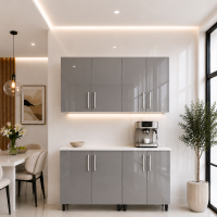 Bucatarie Lana 140 cm MDF lucios gri cu blat