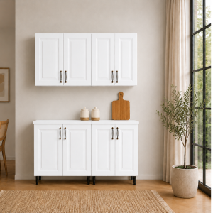 Bucatarie Lana 140 cm MDF infoliat alb cu blat