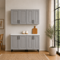 Bucatarie Lana 140 cm MDF infoliat gri cu blat
