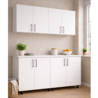 Set bucatarie 150 cm cu blat din PAL alb