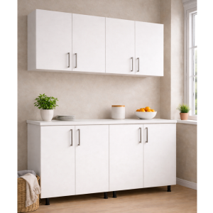 Set bucatarie 150 cm cu blat din PAL alb