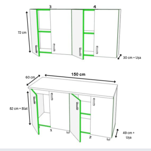 schita bucatarie 150 cm cu specificatii