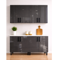 Mobilă Bucătărie MDF Antracit lucios 160 cm