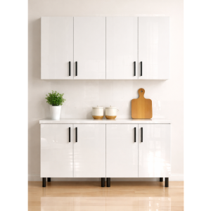 Mobilă Bucătărie MDF lucios alb 160 cm