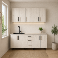 Bucatarie Lana stejar alb 200 cm cu blat