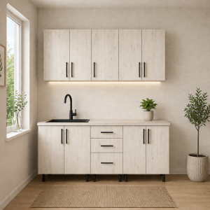 Bucatarie Lana stejar alb 200 cm cu blat