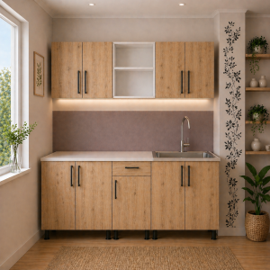 Bucatarie Mia stejar auriu 200 cm cu blat