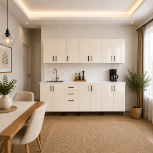 Bucatarie Lana 280 cm MDF lucios bianco cu blat