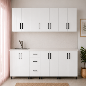 Bucatarie Lana PAL alb 240cm cu blat