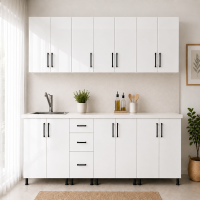 Bucatarie Lana MDF lucios alb 240cm cu blat