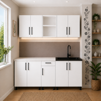Bucatarie Mia alb 200 cm cu blat