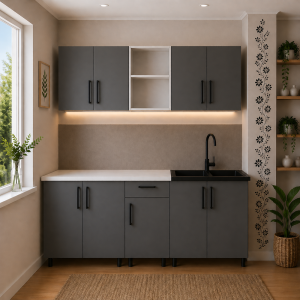 Bucatarie Mia antracit 200 cm cu blat