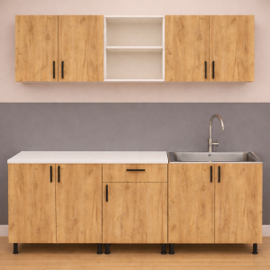 Mobila bucatarie Mia 180 cm PAL stejar auriu