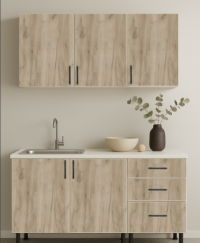 Bucatarie Lana gri craft K002 PW si blat 120 cm