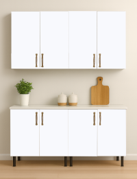 Mobilă Bucătărie MDF alb lucios EVO P100 140 cm