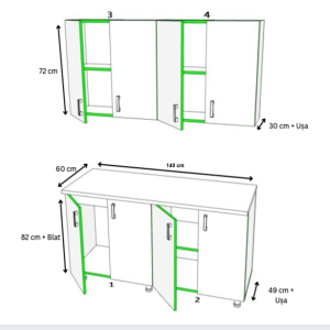 schita bucatarie 140 cm