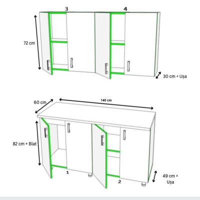 schita bucatarie 140 cm