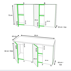 schita bucatarie 150 cm cu specificatii