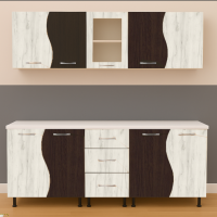 Bucatarie Salma S1 Wenge  cu stejar alb si blat 180 cm