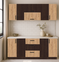 Bucatarie stejar auriu k003 cu wenge 200 cm