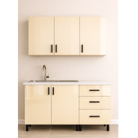 Mobilă Bucătărie MDF lucios crem 120 cm