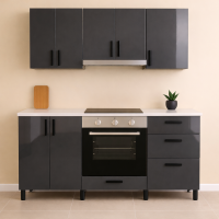 Mobilă Bucatarie MDF Lucios Antracit 180 cm